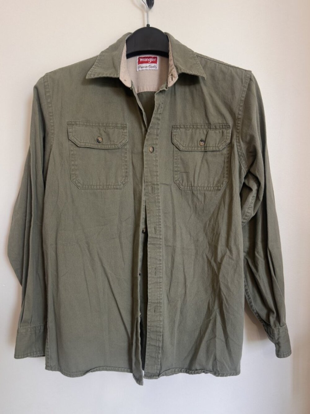 MEN'S WRANGLER GREEN BUTTON UP OUTDOOR SHIRT 100% COTTON